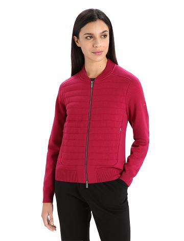 Cherry Women's Icebreaker City Label ZoneKnit™ Merino Insulated Knit Bomber Jackets | USA 1658CTVE